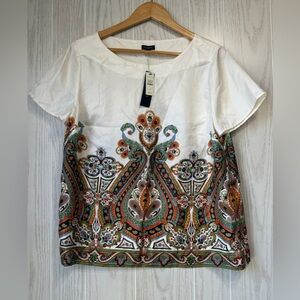 Talbots 100% Silk Paisley Print Blouse Women’s Size 14 NWT